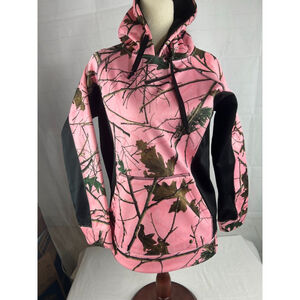 Women’s Trail Crest Softshell Long Sleeve Pullover Hoodie Size Small Pink Camo